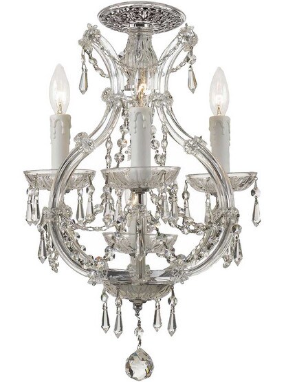 Maria Theresa Clear Crystal 4 Light Semi-Flush Mount in Polished Chrome.